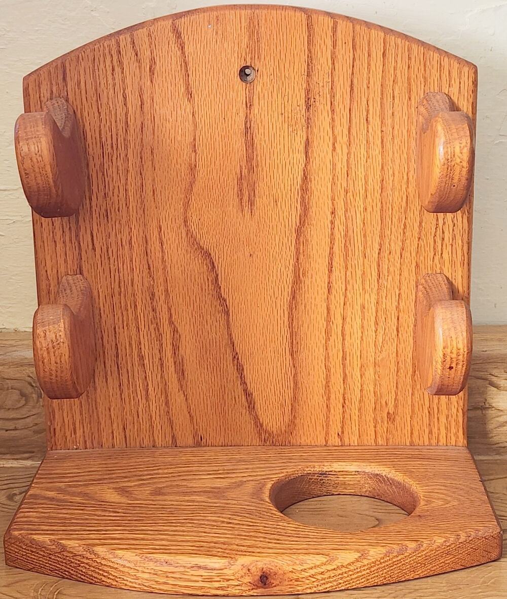 Vintage Wooden Wall Mount Hair Dryer Holder Curling Iron Organizer Heart Decor